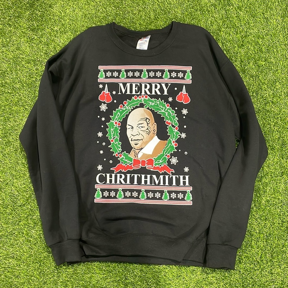 Mike Tyson “Merry Chrithmith” black sweatshirt.